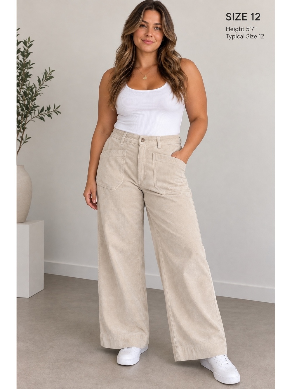 NWT Patagonia Women’s Wide-Leg Corduroy Pants Size 12 Pumice High Rise 56910